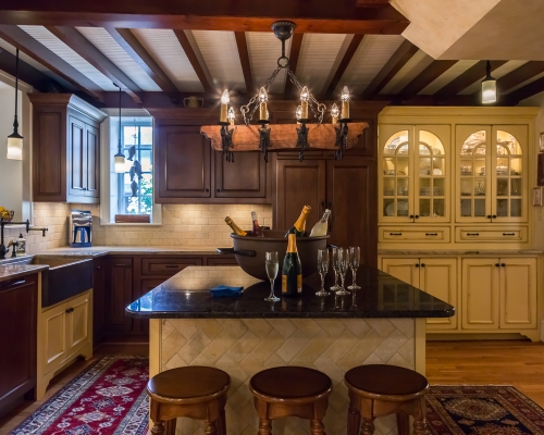Spanish Kitchen Wood Beams Wood and Yellow Cabinetry Spanish Kitchen Wood Beams Wood and Yellow Cabinetry