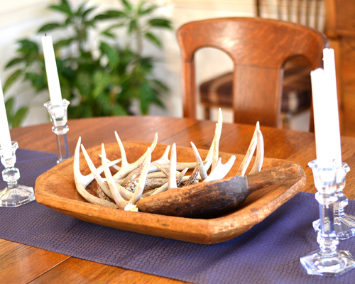 Dining-Centerpiece-Bread-Bowl-Antlers-Candles Dining-Centerpiece-Bread-Bowl-Antlers-Candles