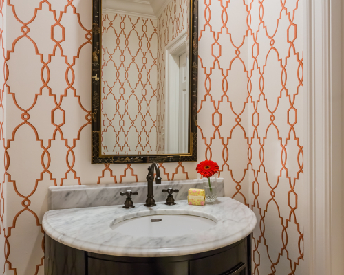 schumacher parterre red wallpaper powder room styling schumacher parterre red wallpaper powder room styling