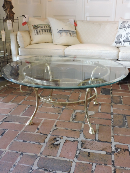 Brass and Glass Round Coffee Table