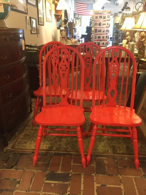 Red Windsor Chairs