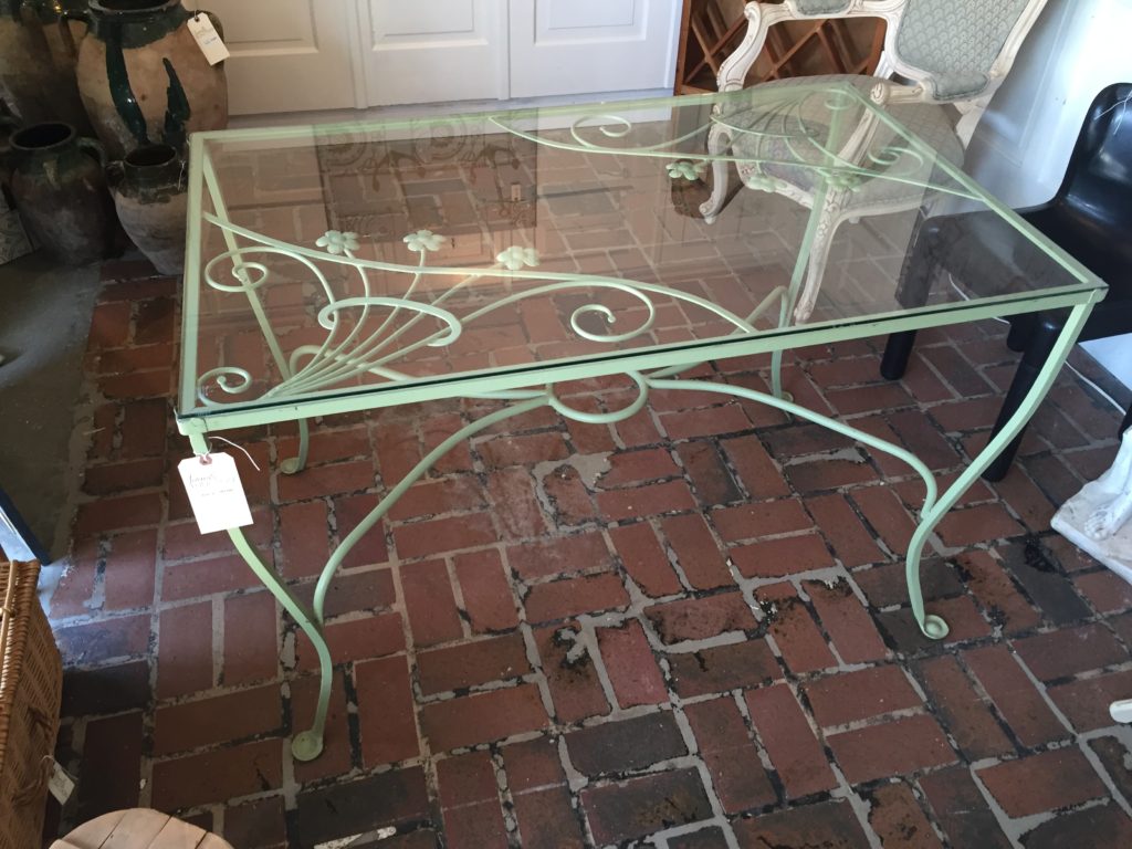 Vintage Wrought Iron Glass Top Table Form & Function Asheville NC