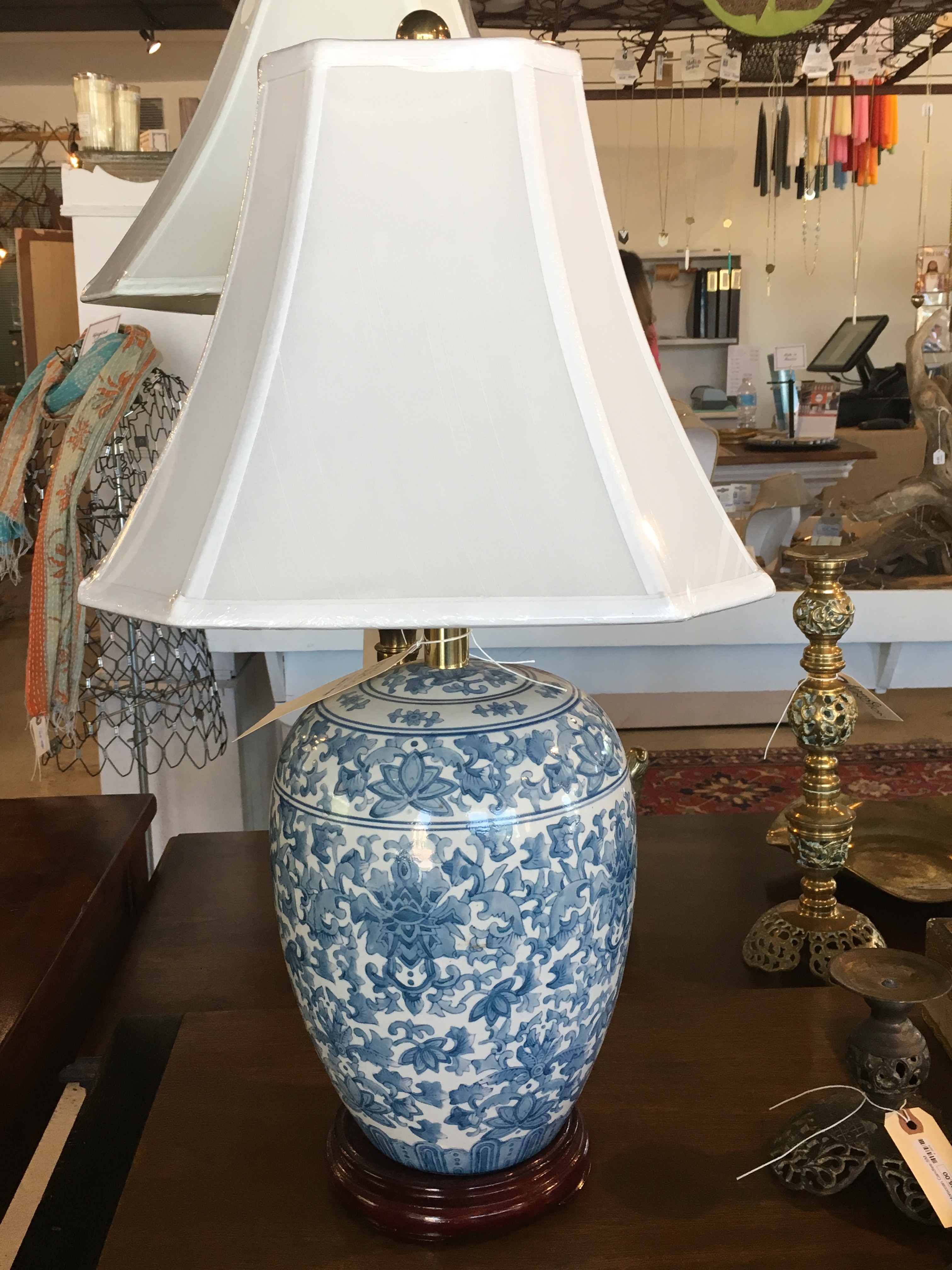 Blue and White Lamps-Pair - Form & Function - Asheville NC
