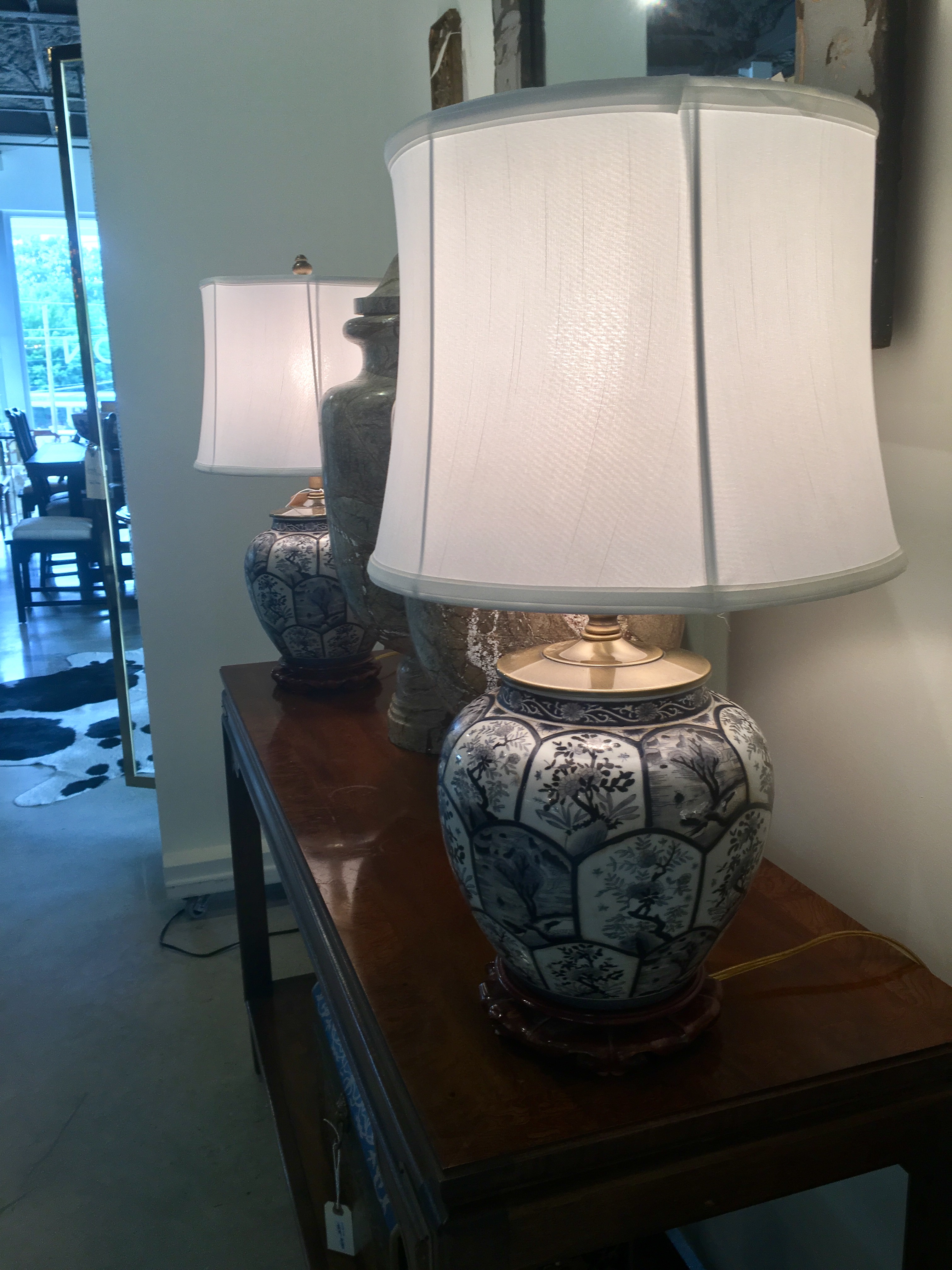 Blue & White Lamps-Pair - Form & Function - Asheville NC