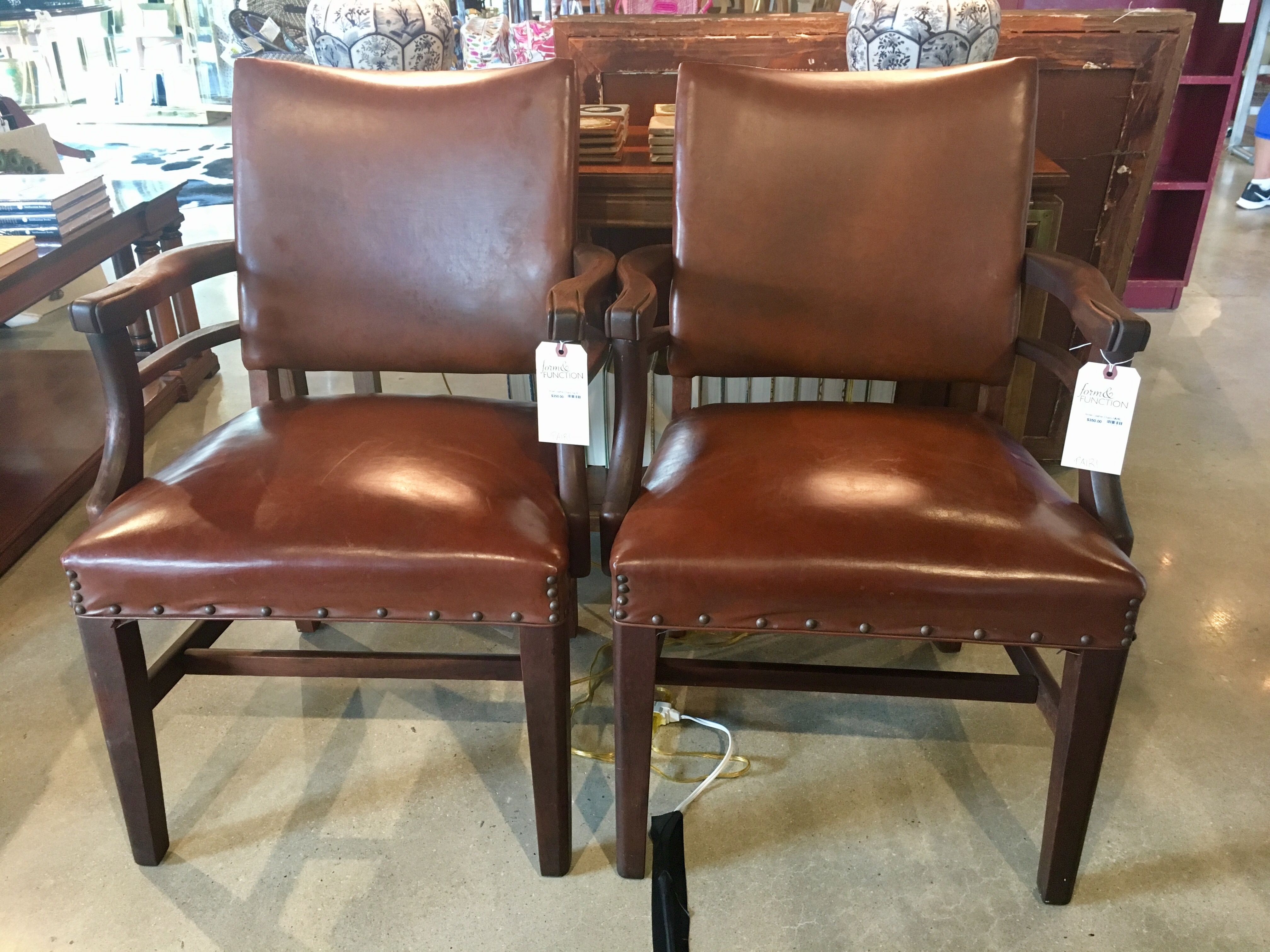 Brown Leather Chairs - Form & Function - Asheville NC
