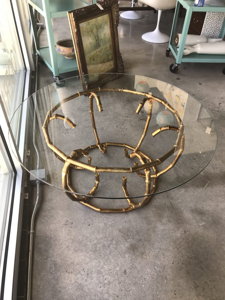 Gold Bamboo/Glass Coffee Table Form & Function Asheville NC