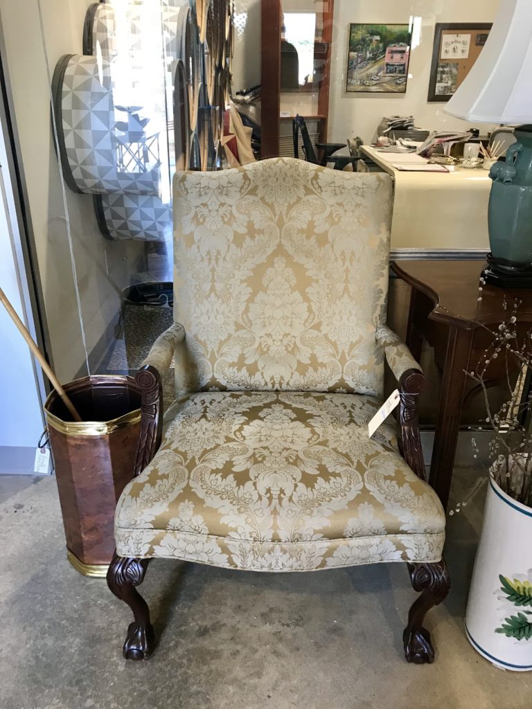 Damask Upholstered Chair Form & Function Asheville NC