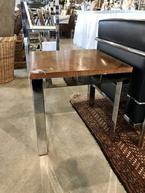 Chrome and Wood Side Table
