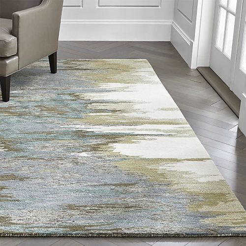 Crate and Barrel Birch Cyan abstract painterly rug interior design trends