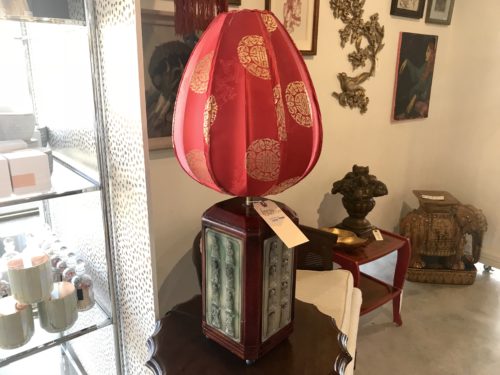Red Silk Asian Lamp