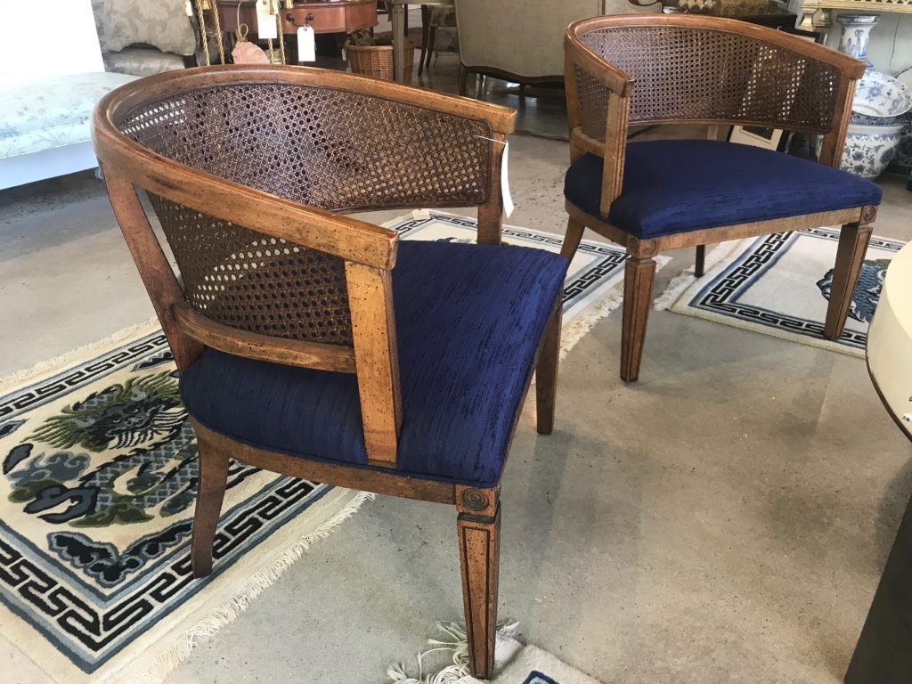 Cane Back Navy Chairs PAIR Form & Function Asheville NC