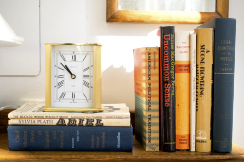 Side Table Styling Books Clock