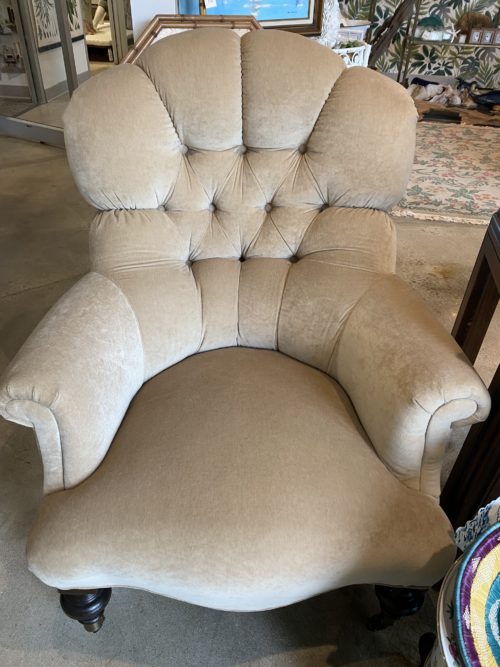 Ethan Allen Tan Tufted Upholstered Arm Chairs