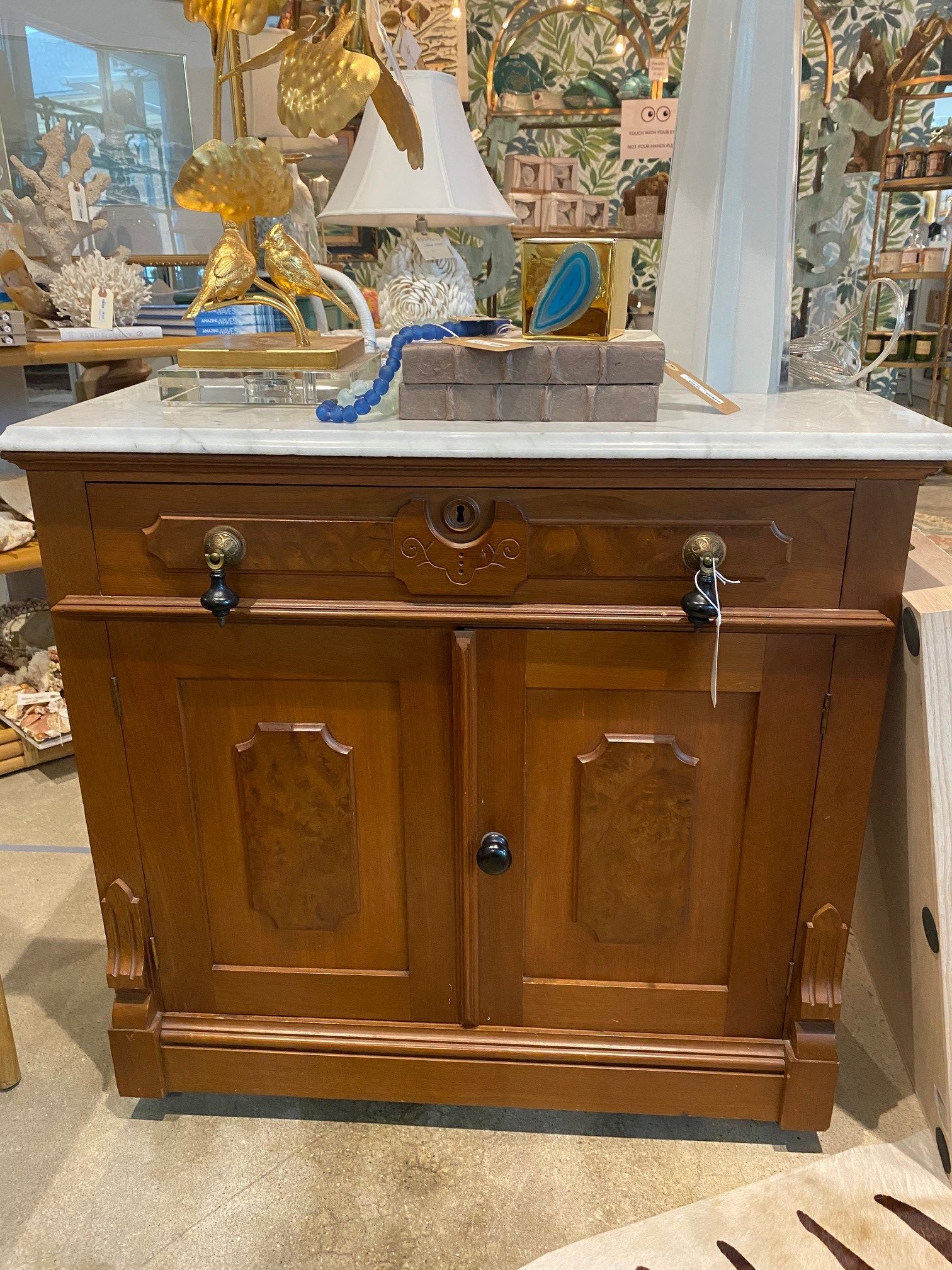 AL Antique Bachelor Wood and Marble Chest Form & Function Asheville NC