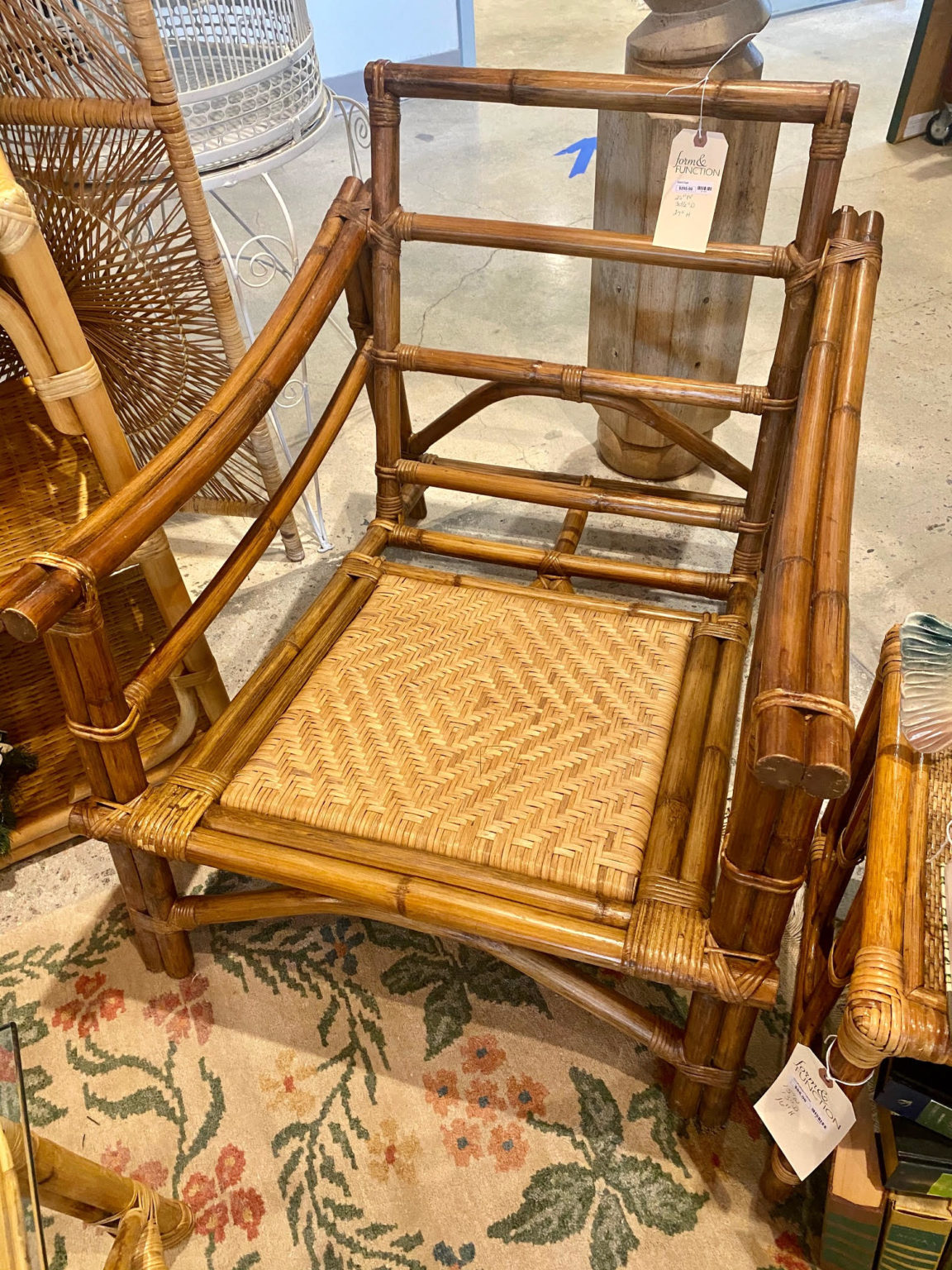 Rattan Bamboo Arm Chair Form & Function Asheville NC