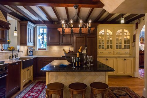 Spanish Kitchen Dark Cozy Wood Beam Ceiling