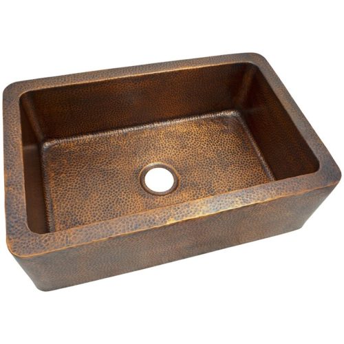 Solid+hand+hammered+copper+large+single+bowl+farmhouse+kitchen+sink