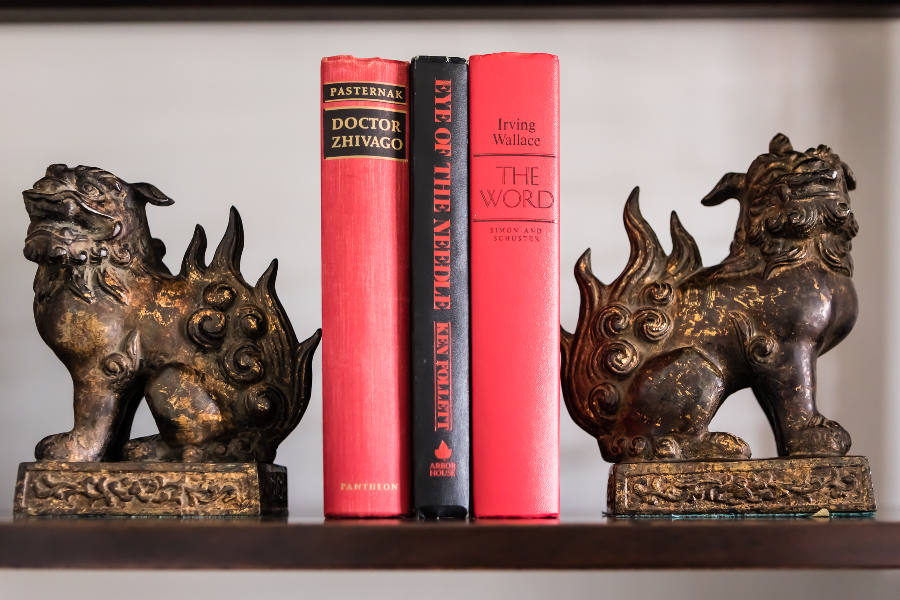 Gold Brass Foo Dogs Bookends