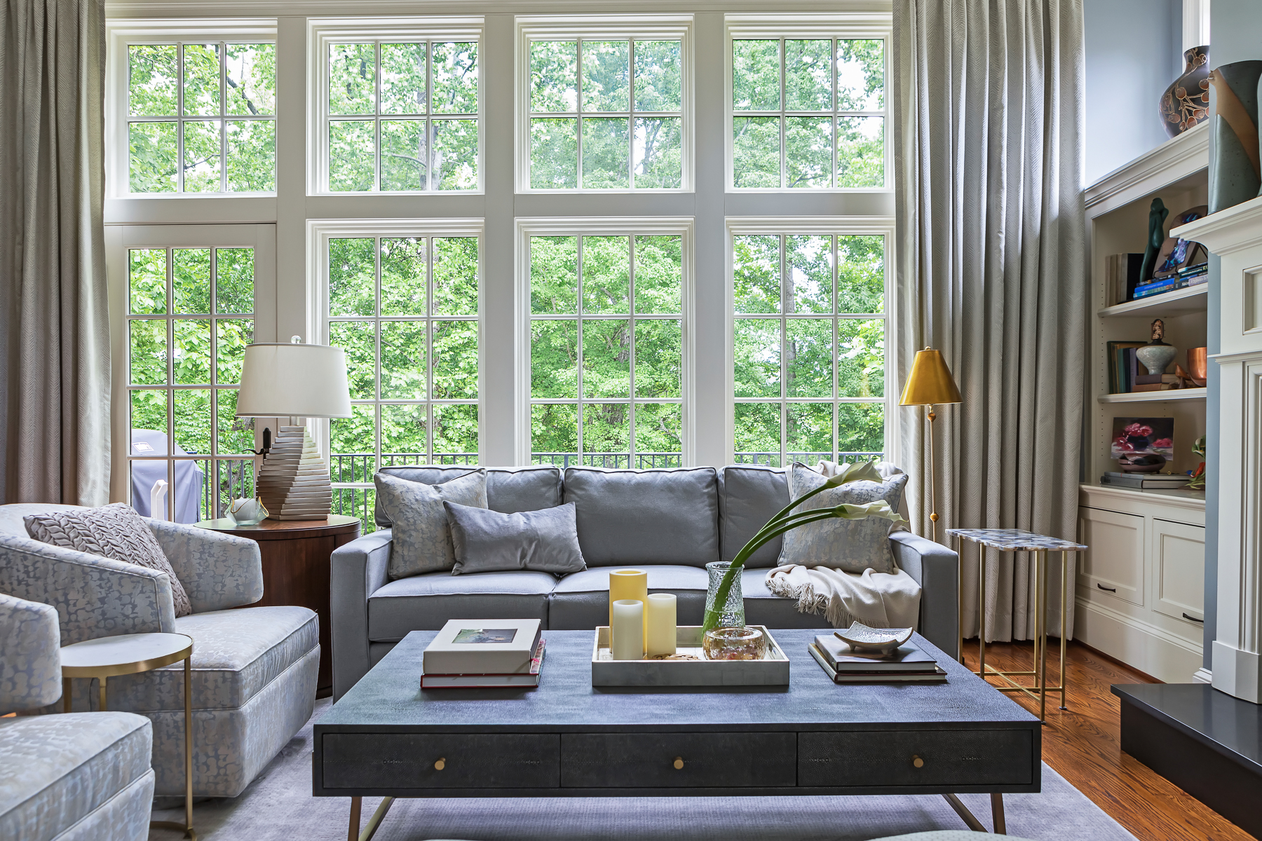 Modern Transitional Blue Grey Living Room Shagreen Coffee Table