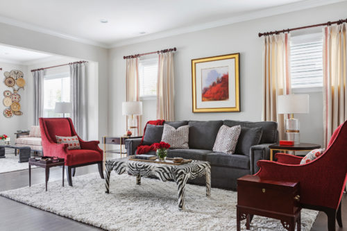 Red White And Gray Living Room Zebra Ottoman