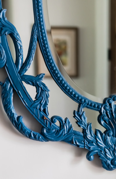 Royal Blue Lacquer Antique Mirror
