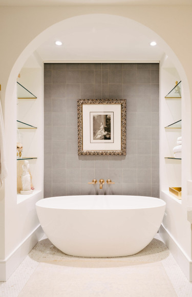Primary Bathroom Arched Bath Wall Spanish Style Architecture