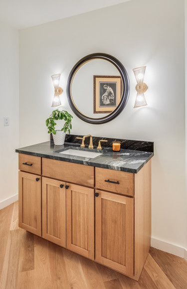 Asheville Interior Design Powder Room White Oak Vanity