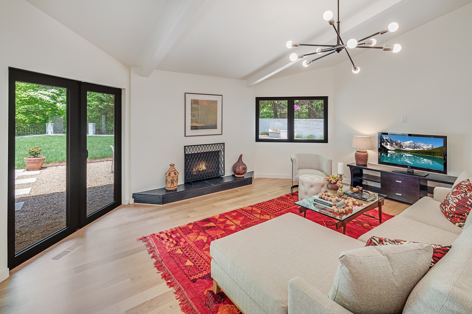 Family Room Orange Moroccan Rug