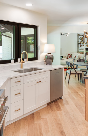 Modern Warm Kitchen White Oak Island Asheville Interior Design